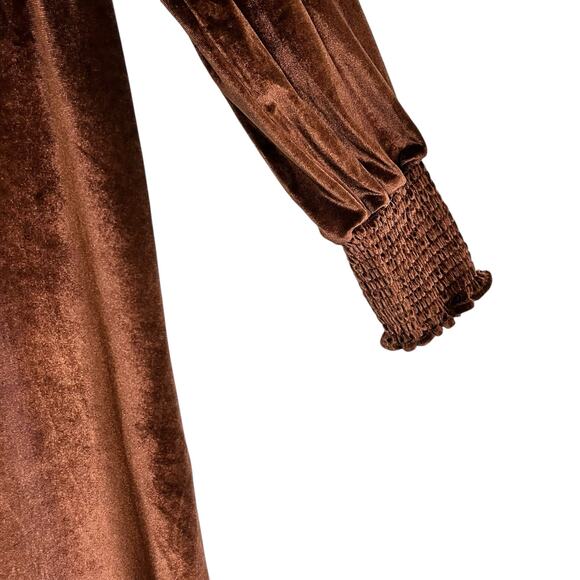 Inherit Brown Velvet Empire Waist Midi Dress Boho Sleeves Small‎ (3017) - Picture 8 of 12